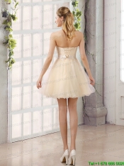 2015 Appliques Strapless A Line Mini Length Prom Dress