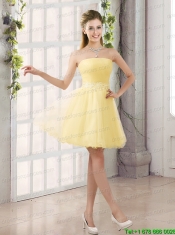 2015 Appliques Strapless A Line Mini Length Prom Dress