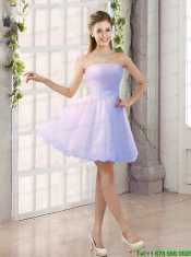 2015 Appliques Strapless A Line Mini Length Prom Dress
