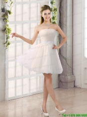 2015 Appliques Strapless A Line Mini Length Prom Dress