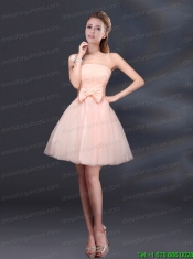 2015 Bowknot A Line Strapless Prom Dress with Lace Up