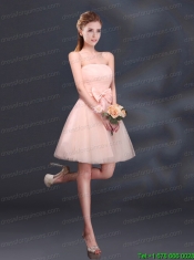 2015 Bowknot A Line Strapless Prom Dress with Lace Up