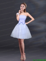 2015 Bowknot A Line Strapless Prom Dress with Lace Up