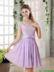 2015 Chiffon Junior Dress with Ruching Bowknot