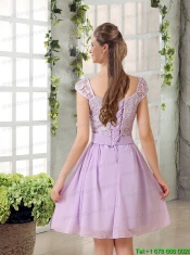 2015 Chiffon Junior Dress with Ruching Bowknot