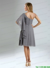 2015 Classical Empire Ruffles Chiffon Prom Dresses in Grey