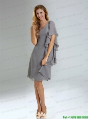 2015 Classical Empire Ruffles Chiffon Prom Dresses in Grey