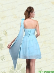 2015 Elegant Ruching One Shoulder Chiffon Christmas Party Dresses