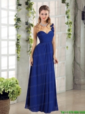 2015 Empire Ruching One Shoulder Prom Dress in Royal Blue