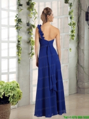 2015 Empire Ruching One Shoulder Prom Dress in Royal Blue