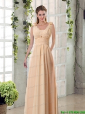 2015 Fashionable Champagne Ruching Chiffon Christmas Party Dresses