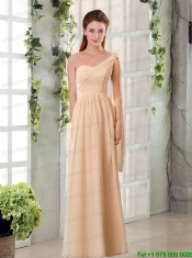 2015 Fashionable Champagne Ruching Chiffon Christmas Party Dresses