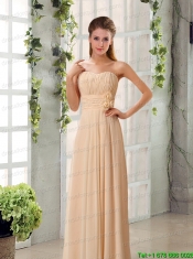 2015 Fashionable Champagne Ruching Chiffon Christmas Party Dresses