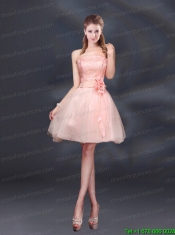 2015 Lace Up Organza Christmas Party Dress with A Line