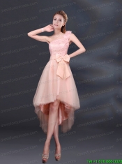 2015 Lace Up Organza Christmas Party Dress with A Line