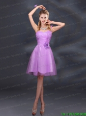 2015 Lilac Hand Made Flowers A Line One Shoulder Christmas Party Dresses  80.34
