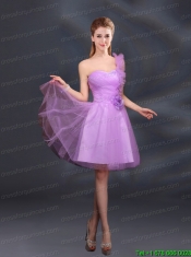 2015 Lilac Hand Made Flowers A Line One Shoulder Christmas Party Dresses  80.34