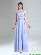 2015 Modest Belt Empire Christmas Party Dress in Lavender