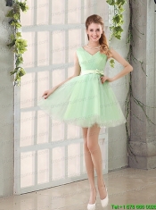 2015 Natural Organza A Line Belt Prom Dress
