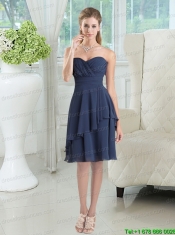 2015 New Style Sweetheart Ruching Christmas Party Dress in Navy Blue