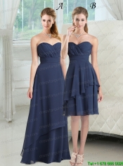2015 New Style Sweetheart Ruching Christmas Party Dress in Navy Blue