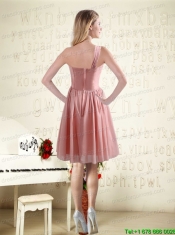 2015 One Shoulder Ruching Empire Chiffon  Luxurious Junior Dresses