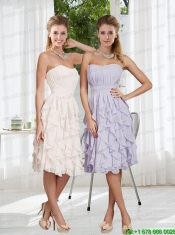 2015 Romantic Lavender Sweetheart Prom Dress with Ruching and Ruffles