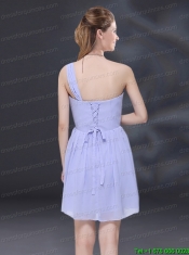 2015 Ruching and Belt Chiffon Junior Dress in Lavender