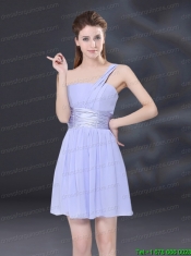 2015 Ruching and Belt Chiffon Junior Dress in Lavender