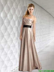 2015 Ruching One Shoulder Empire Prom Dress with Belt