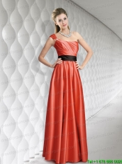 2015 Ruching One Shoulder Empire Prom Dress with Belt