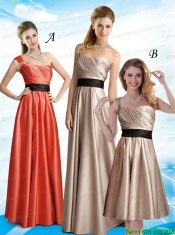 2015 Ruching One Shoulder Empire Prom Dress with Belt