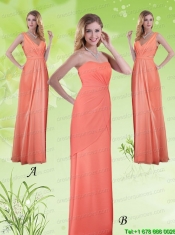 2015 Simple V Neck Empire Ruching and  Prom Dress in Watermelon Red