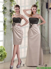 2015 Strapless Christmas Party Dresses with Hand Made Flowers