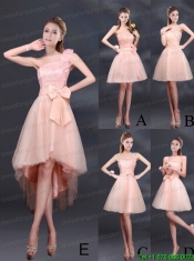 2015 Sturning A Line Belt Bridesmaid Dress with Scoop