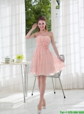 2015 Sweetheart Bridesmaid Dress with Ruching and Hand Made Flowers