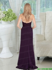 2015 Sweetheart Ruching Floor Length Christmas Party Dress in Dark Purple