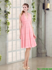 2015 The Brand New Style Halter Empire Chiffon Ruching Bridesmaid Dress
