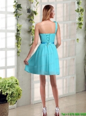 A Line One Shoulder Ruching Prom Dress  with Belt