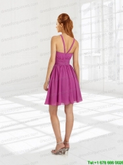 A Line Ruching Mini Length Chiffon Junior Dresses with Square