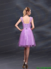 A Line Straps Appliques Junior Dresses in Lilac