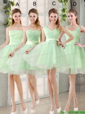 A Line Sweetheart Lace Up Junior Dress in Apple Green