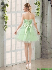 A Line Sweetheart Lace Up Junior Dress in Apple Green
