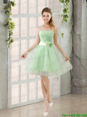 A Line Sweetheart Lace Up Junior Dress in Apple Green