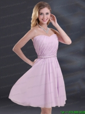A Line Sweetheart Prom Dress with Ruhing and Belt