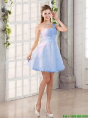 Appliques A Line Mini Length Prom Dress with One Shoulder