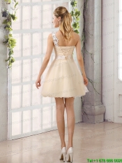 Appliques A Line Mini Length Prom Dress with One Shoulder
