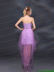 Appliques and Ruffles A Line Strapless Prom Dresses