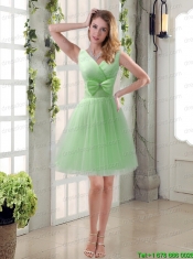 Beautiful Champagne Bowknot Princess Christmas Party Dresses with V Neck