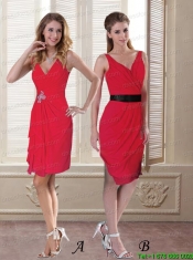 Belt 2015 Fashionable Prom Dress with Ruching